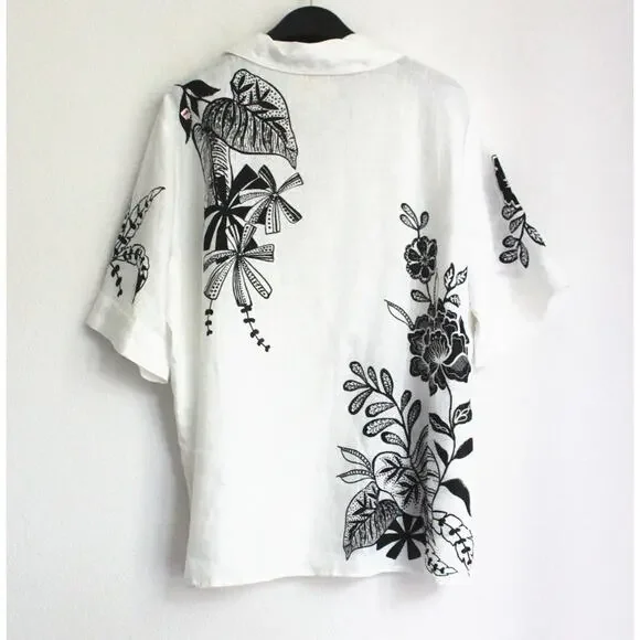 New Johnny Was Linen Camp Shirt, Size L - Picture 6 of 10